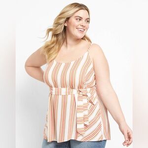 Lane Bryant Scoop Neck Belted Cami Top Striped Flowy Tank Top Plus Size 18